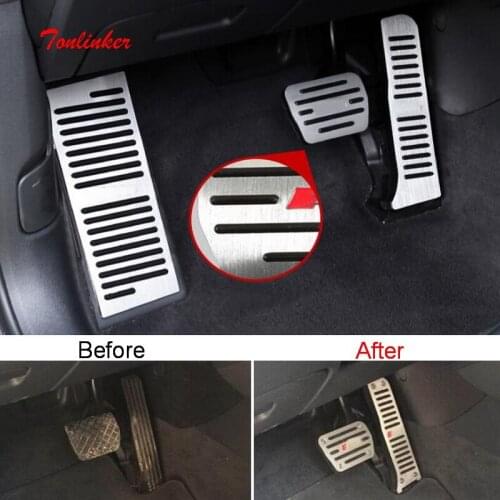Tonlinker Interior Gas/Brake/Rest Pedal Cover case Stickers for AUDI Q3 2012-19 Car Styling 2-3 PCS Aluminum Cover stickers