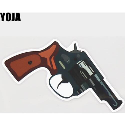 YOJA 9.2X16.1CM Personalized Weapon Decoration Car Sticker Revolver Vinyl Decal DY5-008