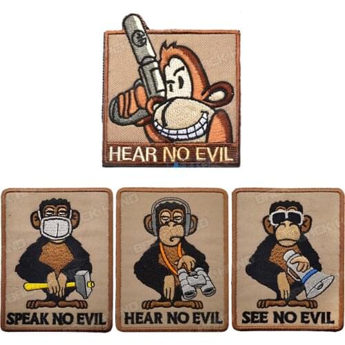 1 Pc 3D Embroidery Cute Funny Monkey Badge Military Combat Tactics Hook and Loop Backpack Hat Leather Jacket Applique