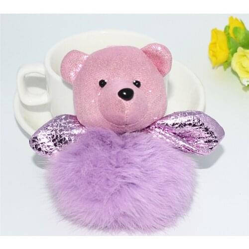 Women Fur Ball Bear Mini Key chain Faux Rabbit Fur Ball Bag Key Ring Fashion Jewelry Plush Keychain Handbag Accessories
