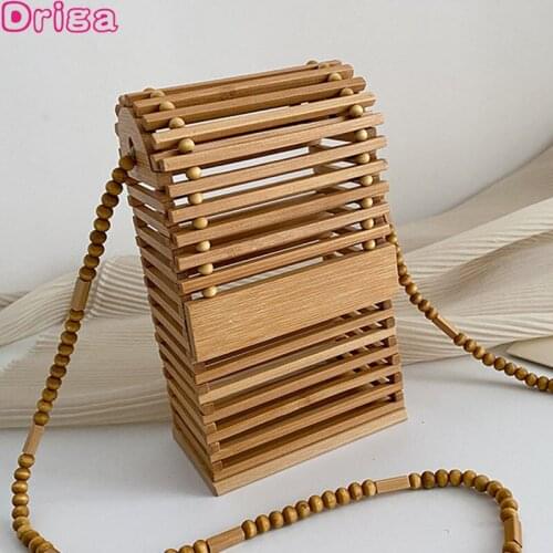 Driga Women Shoulder Messenger Bags 2021 Summer Bamboo Woven Mini Square Handbags Female New Fashion Hollow Out Casual Bags
