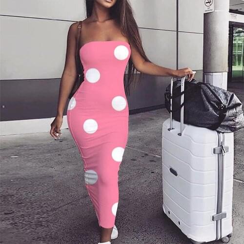 KYKU Brand Dots Dress Women Lovely Sundress Pink sleeveless Harajuku Boho Womens Clothing Summer Sleeveless Tunic Large Sizes