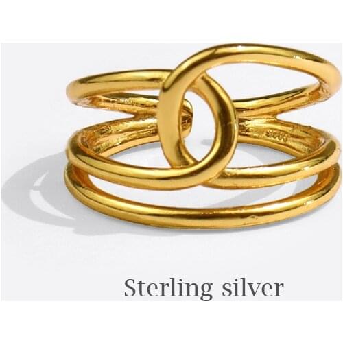 Real 925 Sterling Silver Elegant Multi layer Interweave Irregular Hollow Winding Adjustable Size Open Ring For Women Gifts SR220