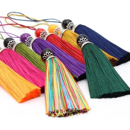 2Pcs/Pack Sling with beaded tassels Vertical anti-wrinkle fringe ear sling with beaded pendant DIY jewelry handmade accessories