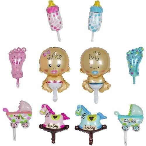 10Pcs/lot Mini Baby Shower Boys Girls Holiday Decorations Foil Balloons Stroller Helium Balls Birthday Party Supplies Globos