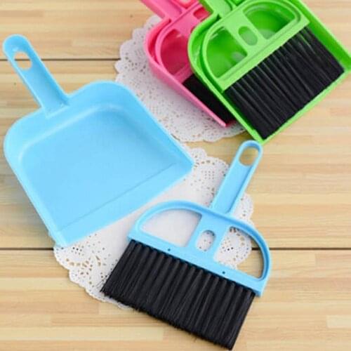 2PCS Set Mini Plastic Hand Kitchen Desktop Sweep Cleaning Brush+Dustpan Plastic Nylon Broom Table Corner Cleaner Dustpans sale