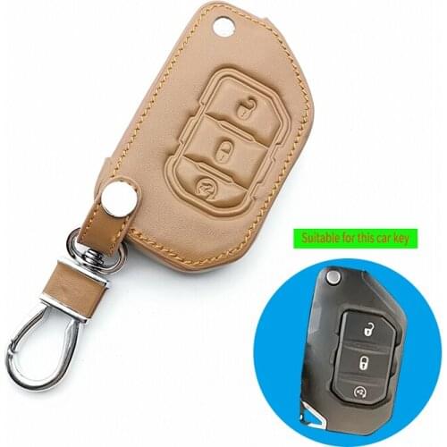 3 Button Leather Case Cover Holder Bag For Jeep Wrangler JL 2018 For Jeep JL Remote Key Fob Car Interior Accessories