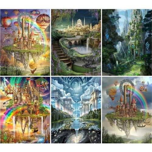 DIY Diamond Painting Landscape Forest Castle Cross Stitch Mosaic Daimond Painting Scenery Full Square Home Decor Gift