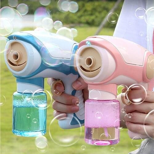 Summer Smoke Fog Spray Magic Bubble Electric Automatic Machine Gun Toy For Boys Girls Outdoor Sport Party Water Blower Kids Toys