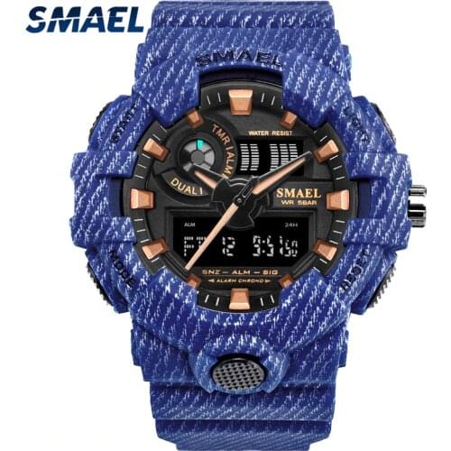 SMAEL Blue Camouflage Fashion Sports Watches Men Digital Wrist watches Man Student Quartz Electronic Dual Display Wristwatches