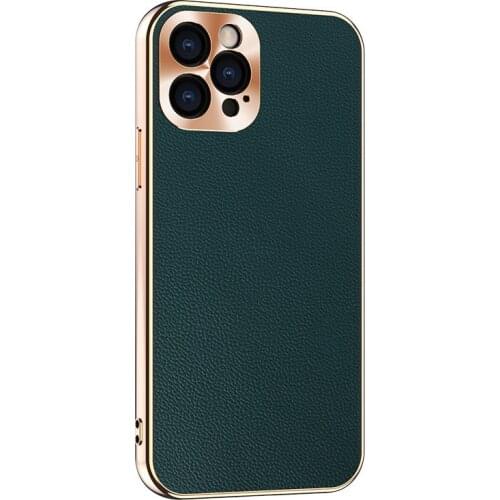Genuine Leather Phone Case for iPhone 12 12 Pro Armor shockproof Plating Cover for iphone 12 Pro Max 12 Mini Lens Mobile Coques