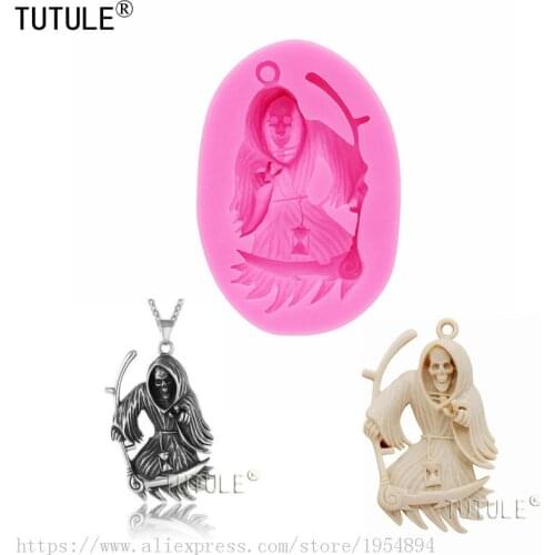 Gadgets,Grim Reaper Skull Death Sickle Evil Molds,Skull Silicone Mold, Craft Skulls Jewelry Mold, Keychain Mold, Pendant mould