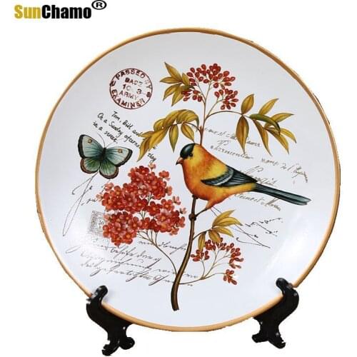 American Ceramic Plate Creative Living Room Porch Disc Wine Cabinet Bar Wall Decoration Wall Hanging Plate Decoration 21CM