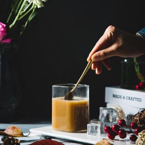 250ml/370ml Coffee Glass High Temperature Resistant Square Glass Tea Milk Cup Cocktail Glass Transparent Mugs Drinkware
