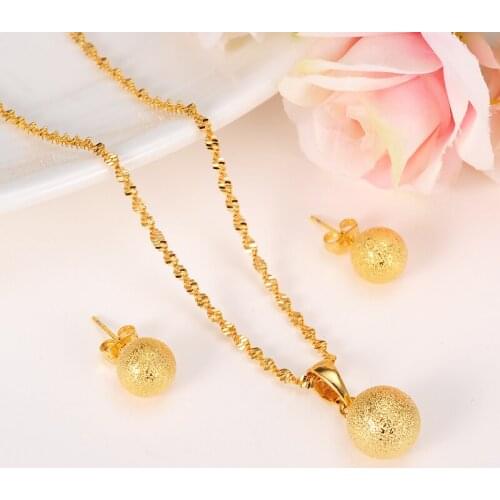 Amazing african beads jewelry set chain women Nigerian wedding gold multi layer necklace/ earring Indian jewelry sets