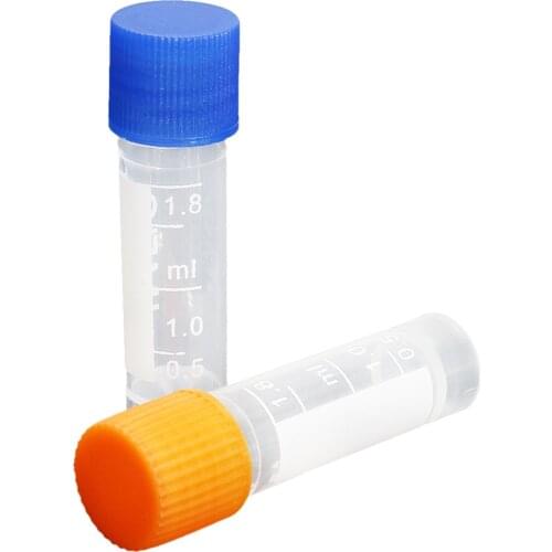 50Pcs 1.8ml Plastic Graduated 0.063oz Cryovial Test Tube Sample Pipe With Seal Cap