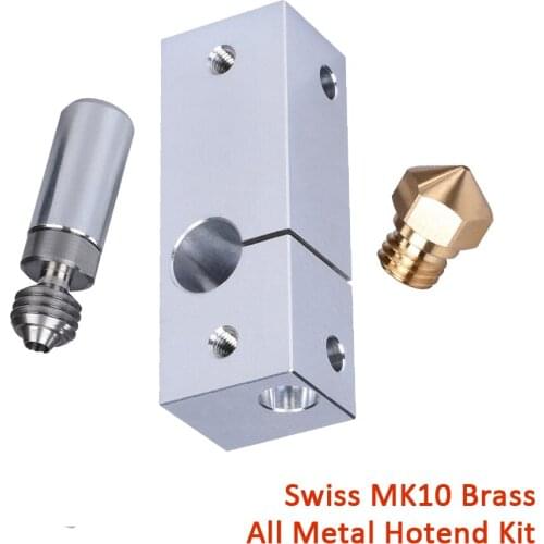 Swiss MK10 Hotend Kit All Metal Heat Break Brass Nozzle High Quality For Converter Thermal Tube Filament 1.75MM 3D Printer Parts