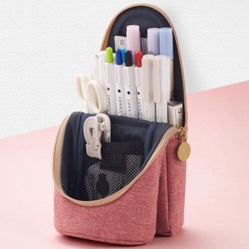 Multifunctional Pencil Case Pen Eraser Stand Bag Stationery Storage Zipper Pouch Home Office Organizer School Supplies