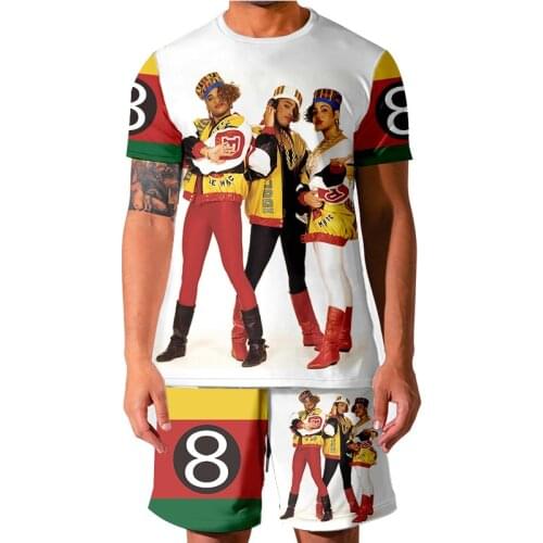 2021 Men T-shirt Shorts 2-piece Costume Singer Star Band 8 3D Printing Short-sleeved Colorful Costume Cool Funny T-shirt 5XL