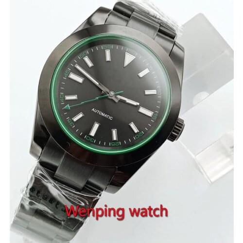 Bliger 40mm Black Dial Black Pvd watch case Sapphire Automatic Steel Strap Mens Wristwatches W2879