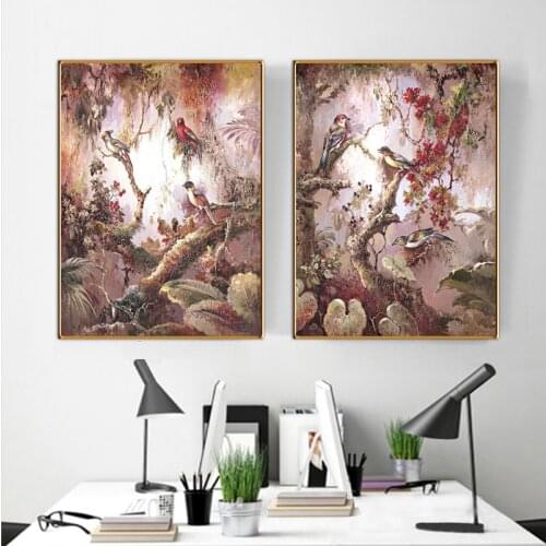 Wall Art Canvas Painting Animal Bird Flower Decorative Picture Poster and Print Wall Pictures for Living Room Home Decor