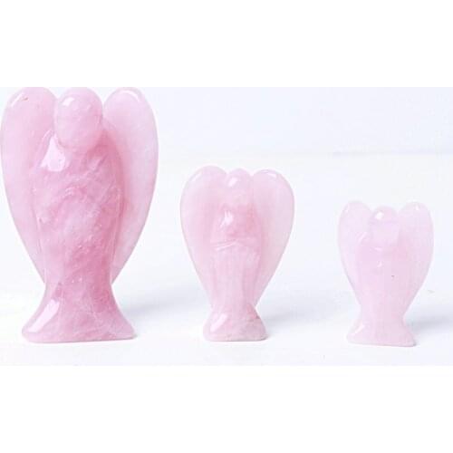 Natural Rose Quartz Hand Carved Angel Figurine Healing Chakra (1pc)