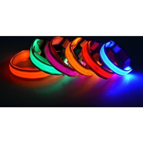 Nylon webbing LED luminous luminous dog pet collar collar flash pet supplies