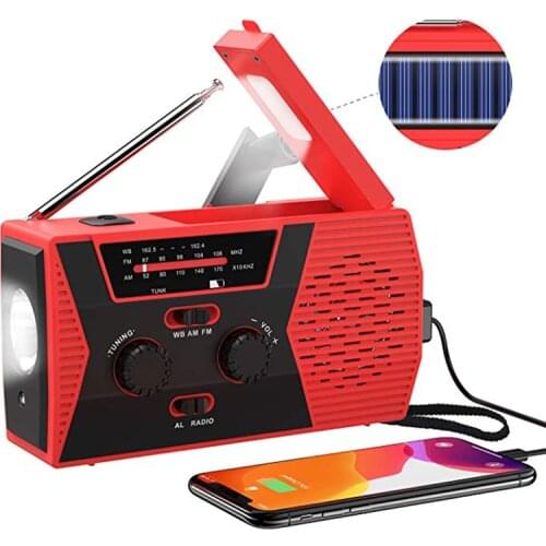 EDC USB Phone Emergency Charger Solar Hand Crank Portable Weather Radio For Outdoor Charger Camping Equipment Survival Tool 8