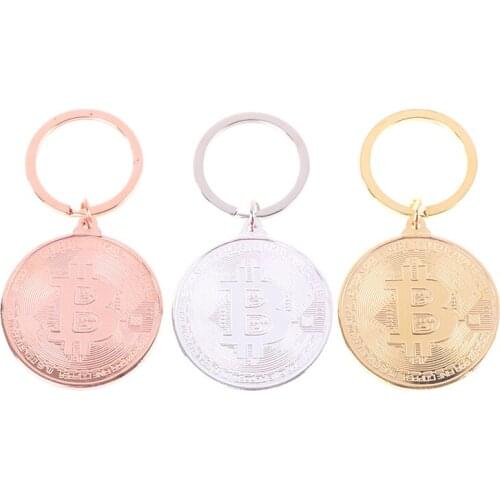 Plated Bitcoin Keychain Bit Coin Coin Key Chain Collectible Physical Metal Coin