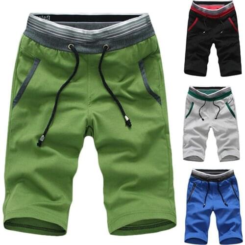 Plus Size Fashion Men Summer Beach Shorts Color Block Drawstring Short Pants