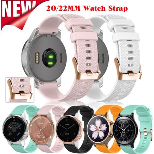 18/20MM Band For Samsung Galaxy Watch 2/42mm/Active 2/ Gear S2/Sport Silicone Bracelet Huawei GT 2 Amazfit GTR 42/GTS 2e Strap