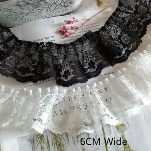 6CM Wide Luxury White Black Cotton Embroidered Ribbon Lace Appliques 3d Flolwers Fabric Collar Neckline Trim DIY Sewing Supplies