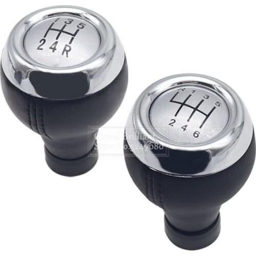 5 6 Speed Manual PU Leather Gear Shift Knob Lever Shifter Gearstick Silver For Mini Cooper R55 R56 R57 R58 R59 F55 F56 F54 F57