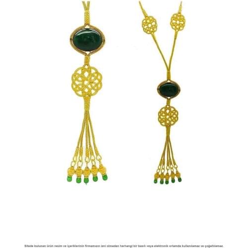 Silver Kazaziye Hand Handwork Gold Gilded Lady Necklace