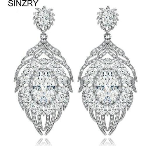 SINZRY party jewelry Cubic zircon big drop earrings lady trendy elegant wedding dangle earrings for bridal Jewelry gift