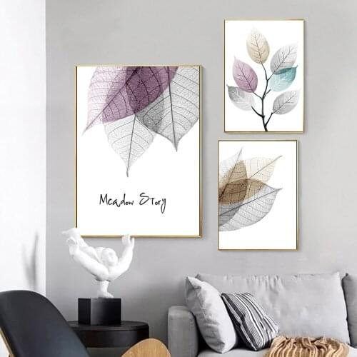 Modern Simple Small Fresh Leave HD Canvas Painting Picture Wall Art Nordic Poster for Living Room Bedroom Decoration Unstretched
