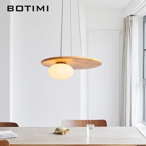 BOTIMI Modern LED Chandelier With Glass Round Lampshade Restaurant Cafe Bar Light Kitchen Light Restaurant Light