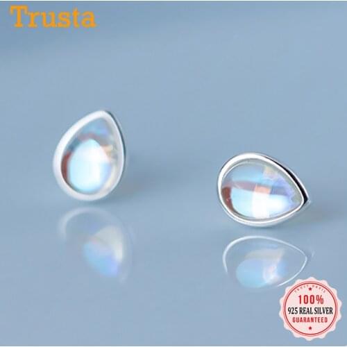 Trustdavis Real 925 Sterling Silver Synthetic Coloured Glaze Water Drop Charm Stud Earrings For Women Wedding Fine Jewelry DB390