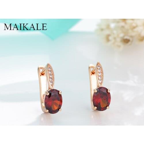 MAIKALE Fashion Cubic Zirconia Stud Earrings CZ Crystal Gold Silver Color Earrings for Women Jewelry Accessories Classic Gift