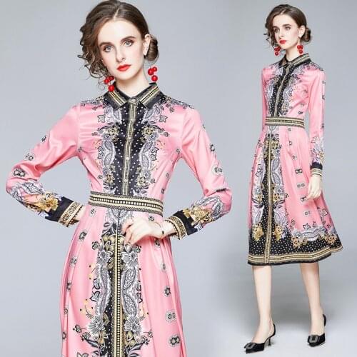 Pink Floral Prints Women Bodycon Midi Dress Birthday Party Dresses Vestidos De Mujer Shirt Dress Dropshipping Vestidos De Fiesta