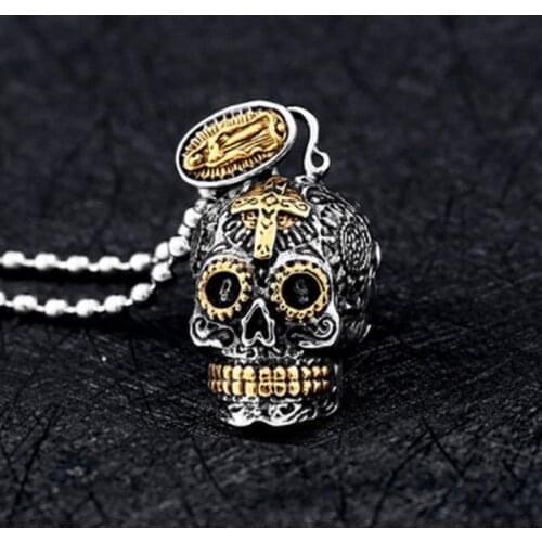 Mature Male Classic Punk High Quality Metal Gothic Gold Cross Skull Pendant Necklace Cool Mens Rock Party Jewelry Gift