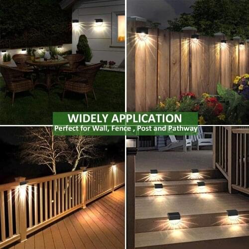1/4pcs LED Solar Lamp Path Stair Outdoor Waterproof Wall Light Garden Landscape Step Deck Lights Balcony Fence Solar Lights