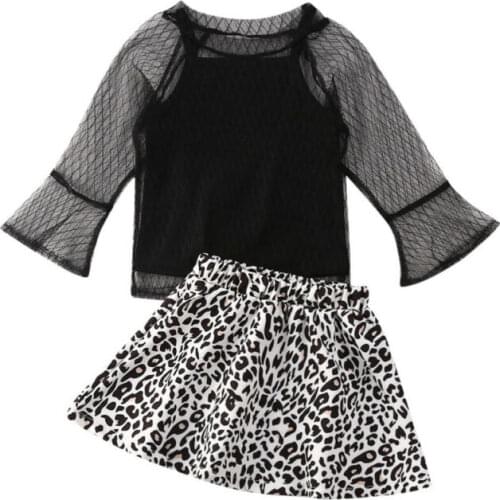 1-5Years Kids Baby Girl Clothes Lace Tops+Leopard Tutu Dress Pageant Party Prom Outfit