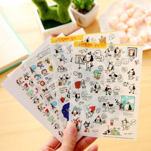 1set BZNVN South Korea decorative stickers cute dog PVC transparent diary album hand book stickers cartoon stickers