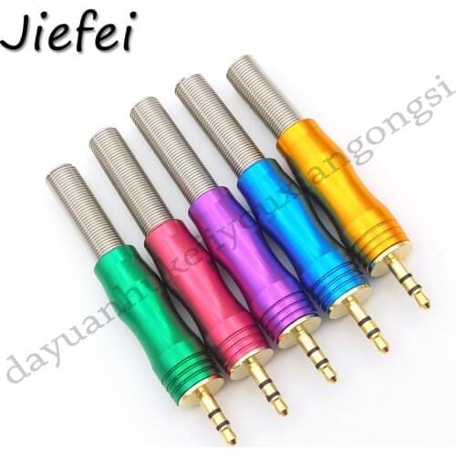 1Pcs 5color High quality 3.5mm Plug Connector Stereo Metal 3Poles 3.5 Plug & Jack Adapter With Spring Solder Wire Terminals
