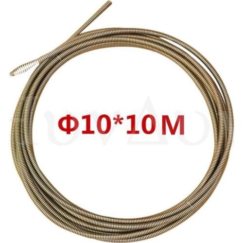 10mm*10m diameter steel wire pipe cleaner spring dredge flexible shaft pipe dredge machine accessories steel whip