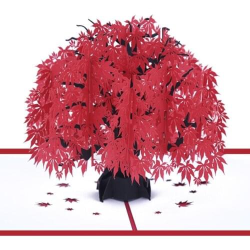 10pcs Maple Tree Handmade Origami 3D Pop UP Greeting Card Invitation For Baby Shower Wedding Xmas Birthday Party Souvenirs Gift