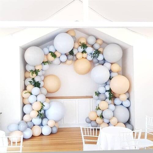 119pcs Maca Blue Balloons Garland Arch Kit Peach Grey Pastel Balloon Party Decor For Birthday Wedding Baby Shower Party Supplies