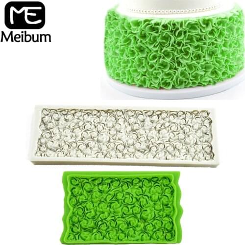 Meibum 2 Styles Rose Flower Ruffle Petal Silicone Fondant Cake Mold Sugar Craft Wedding Birthday Pastry Border Decorating Mould