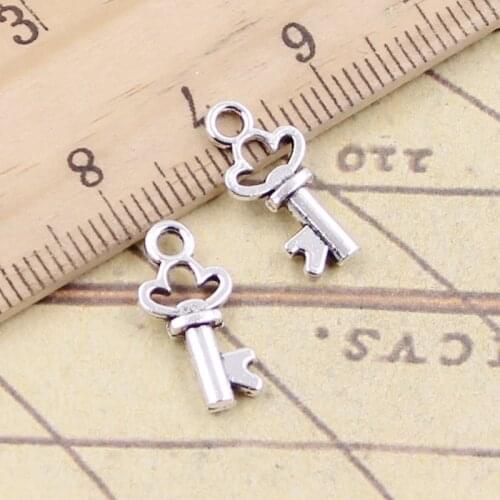 30pcs Charms Vintage Skeleton Chest Key 17x7mm Tibetan Bronze Silver Color Pendants Antique Jewelry Making DIY Handmade Craft